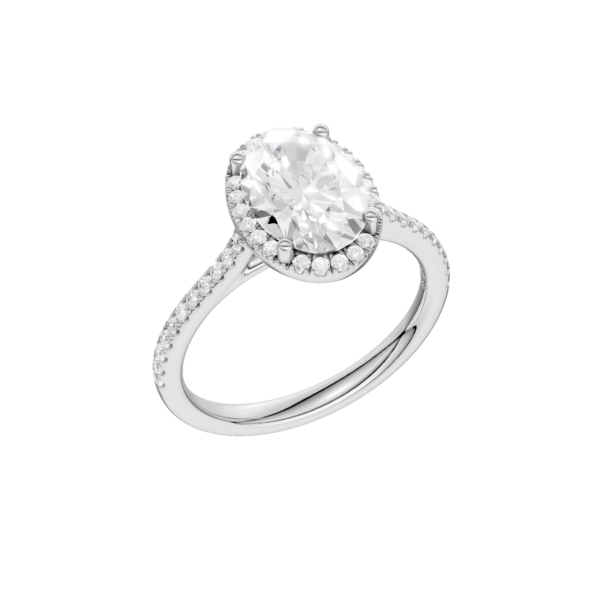 Petite Halo Cathedral Engagement Ring(Oval)