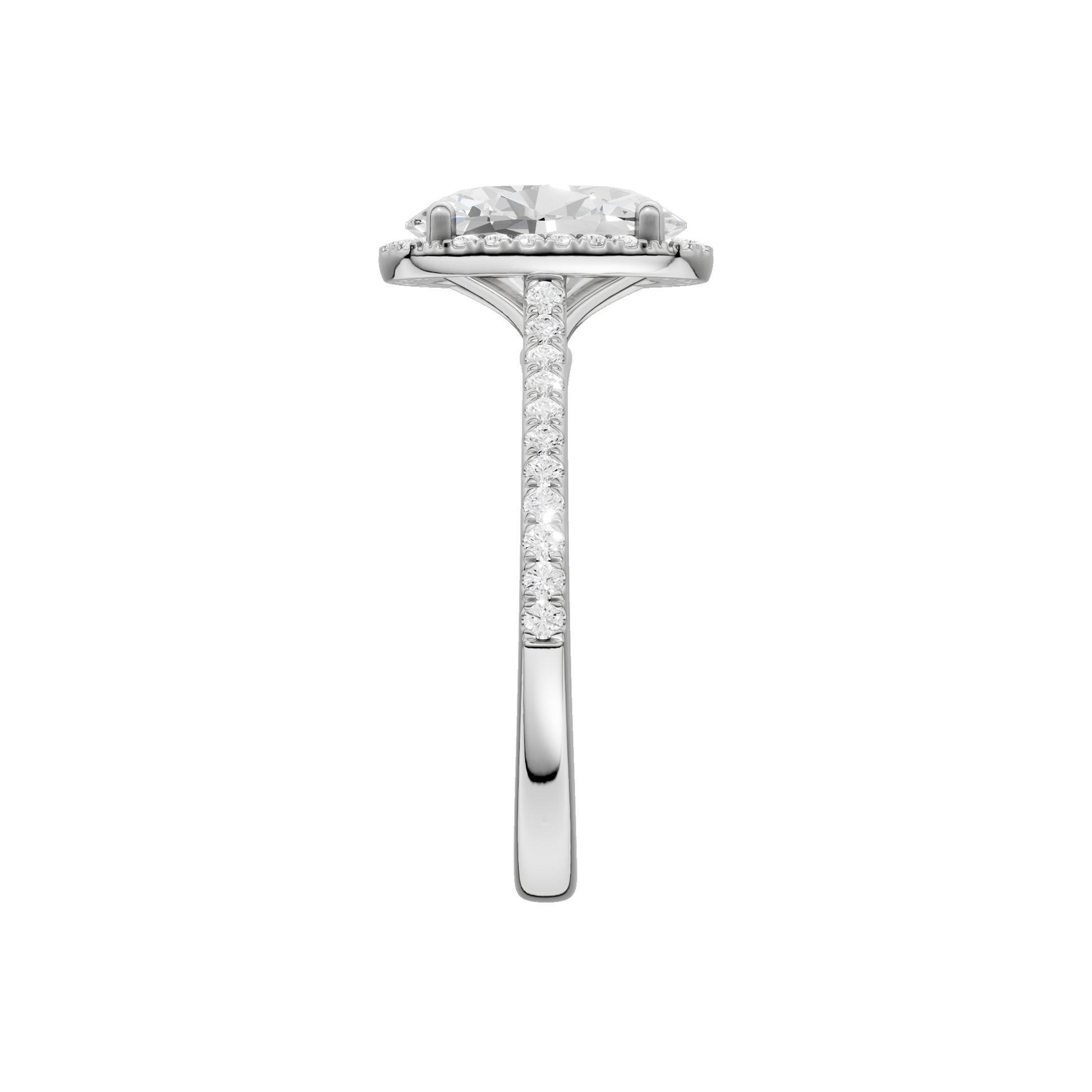 Petite Halo Cathedral Engagement Ring(Oval)