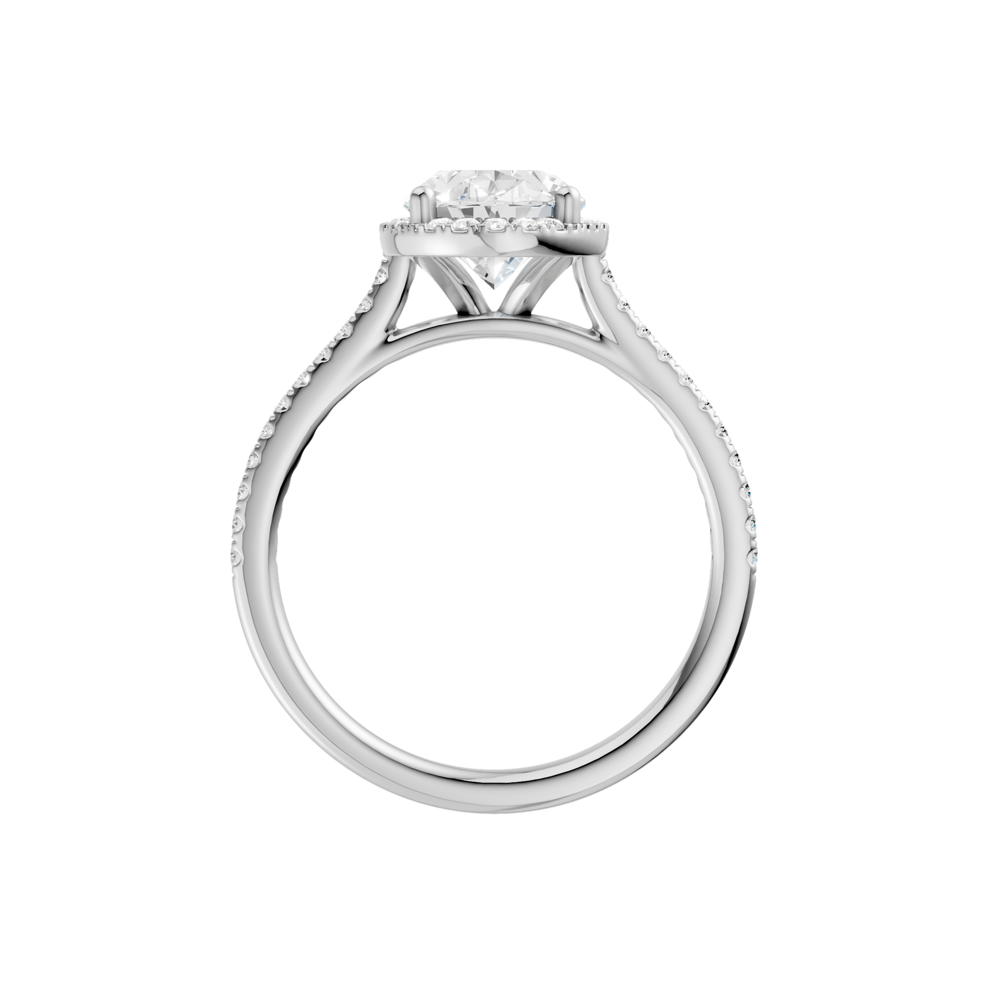 Petite Halo Cathedral Engagement Ring(Oval)