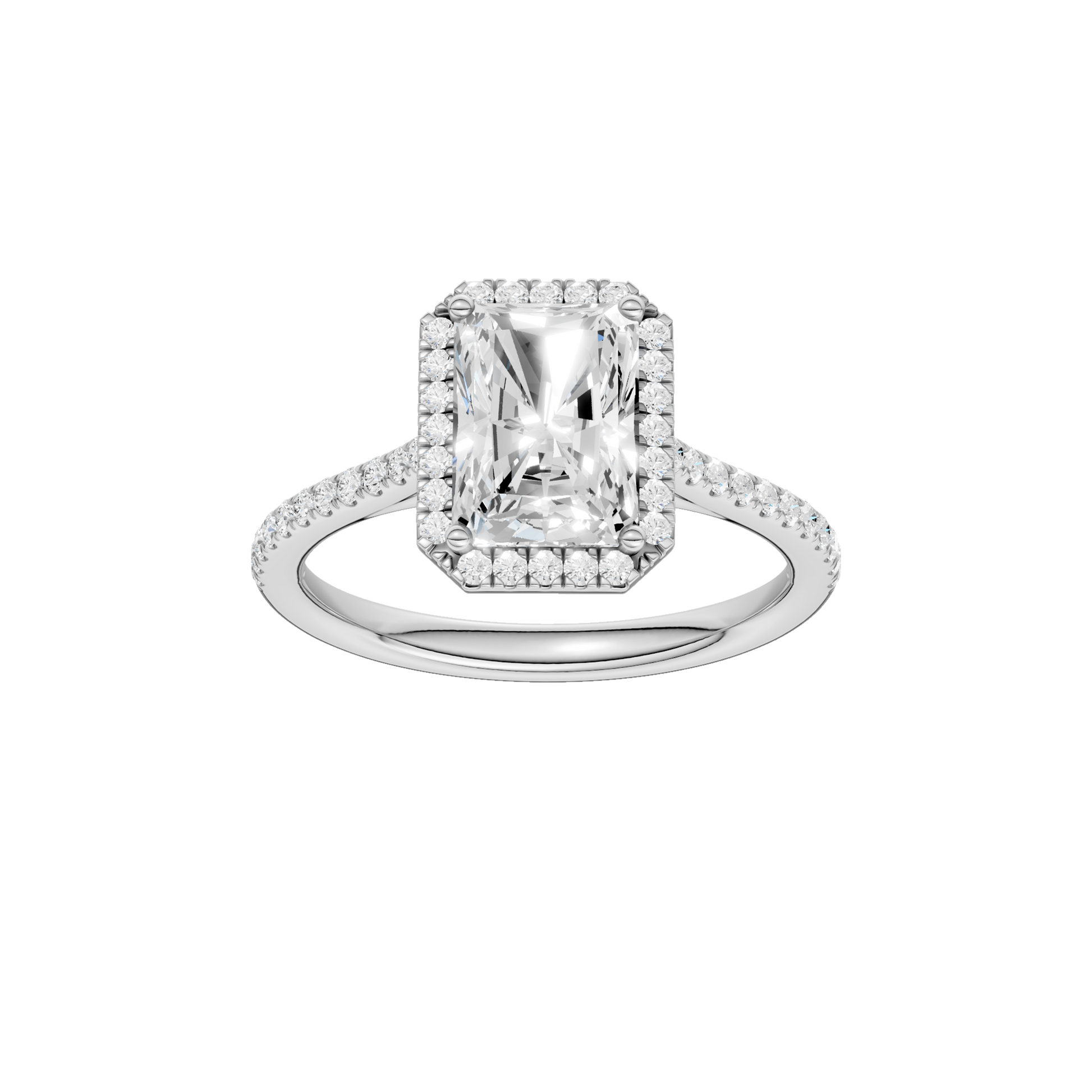 Petite Halo Cathedral Engagement Ring(Radiant)