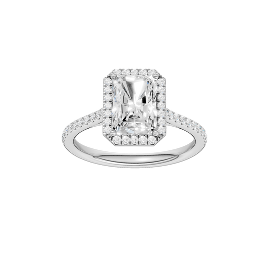 Petite Halo Cathedral Engagement Ring(Radiant)