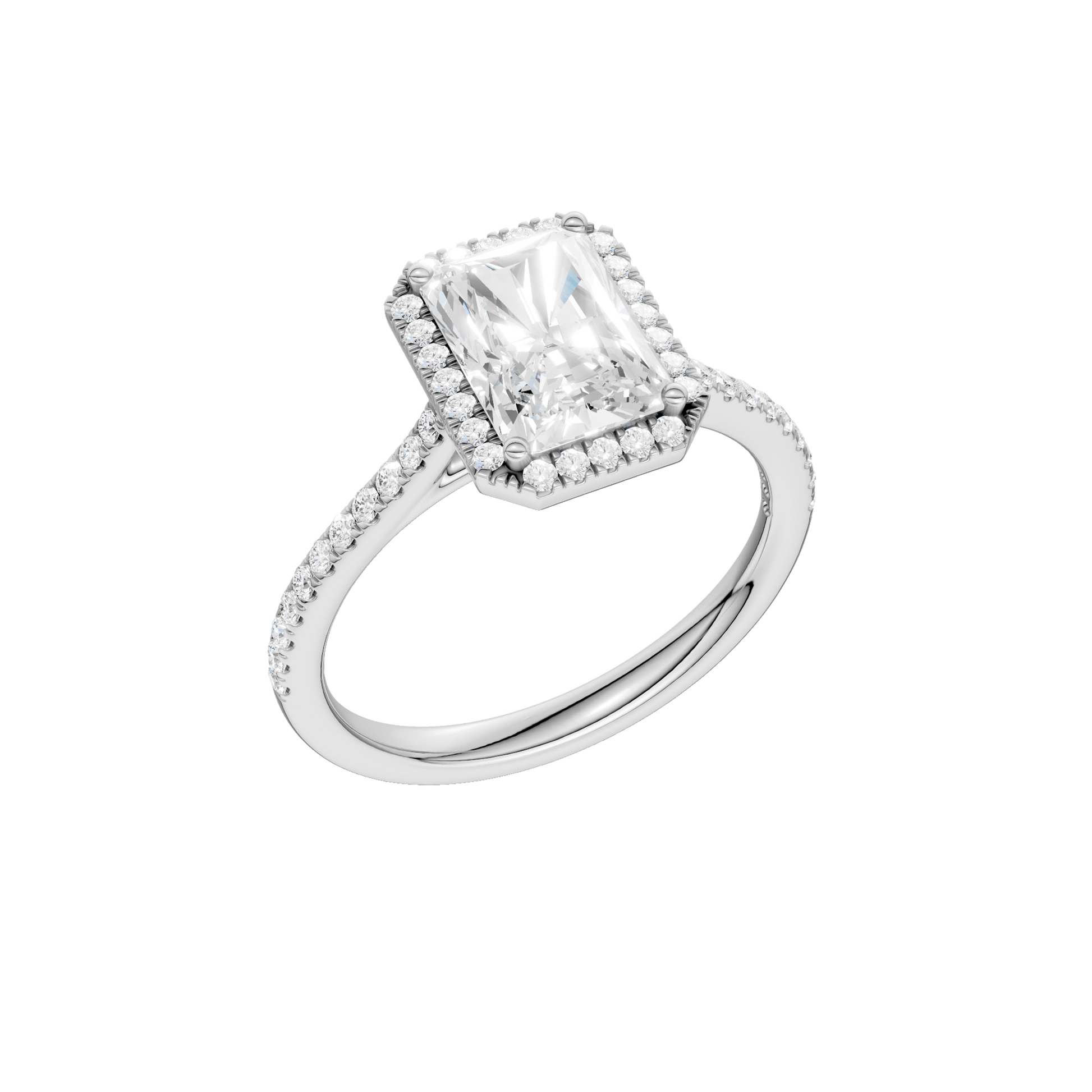 Petite Halo Cathedral Engagement Ring(Radiant)