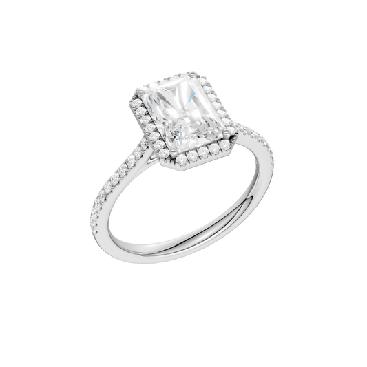 Petite Halo Cathedral Engagement Ring(Radiant)