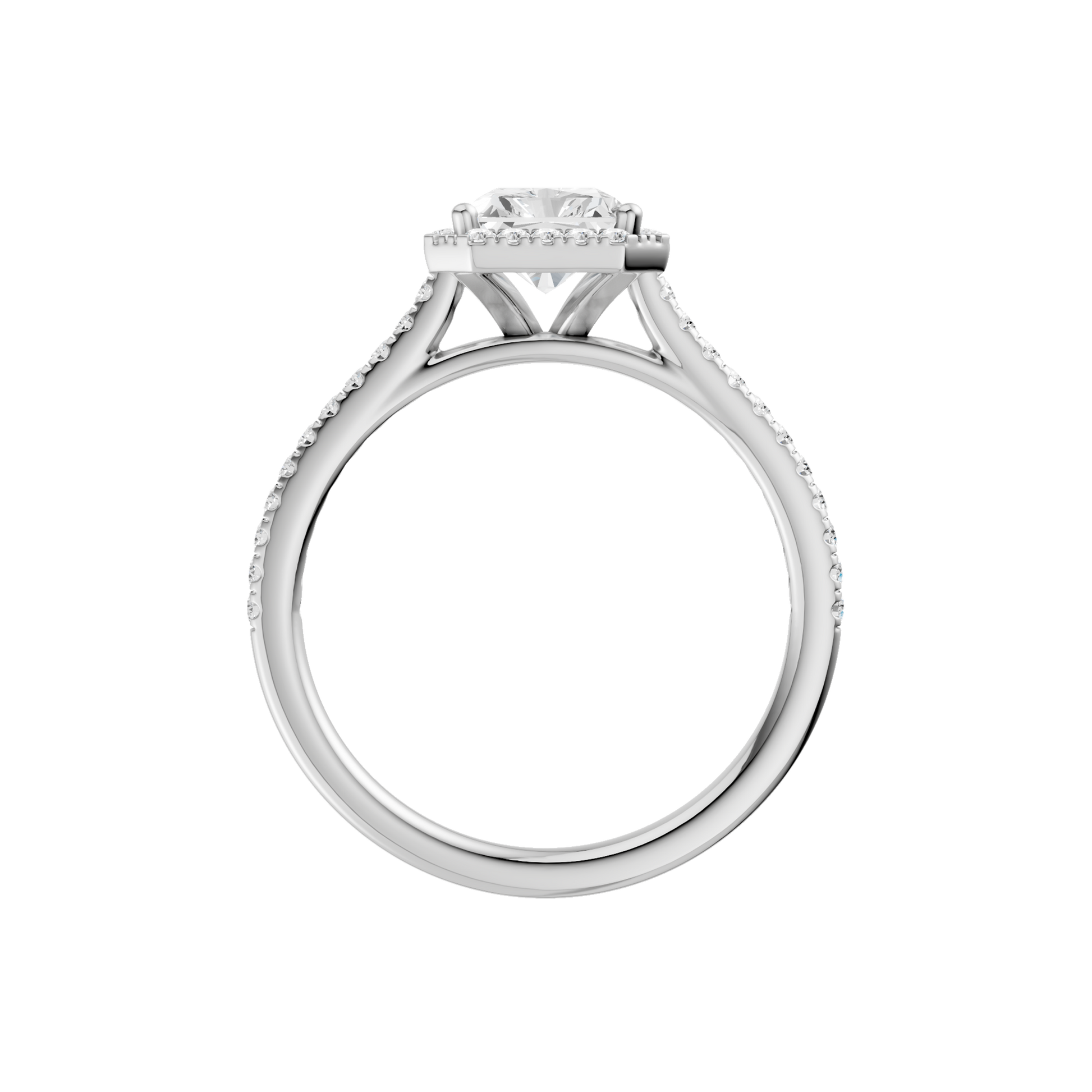 Petite Halo Cathedral Engagement Ring(Radiant)
