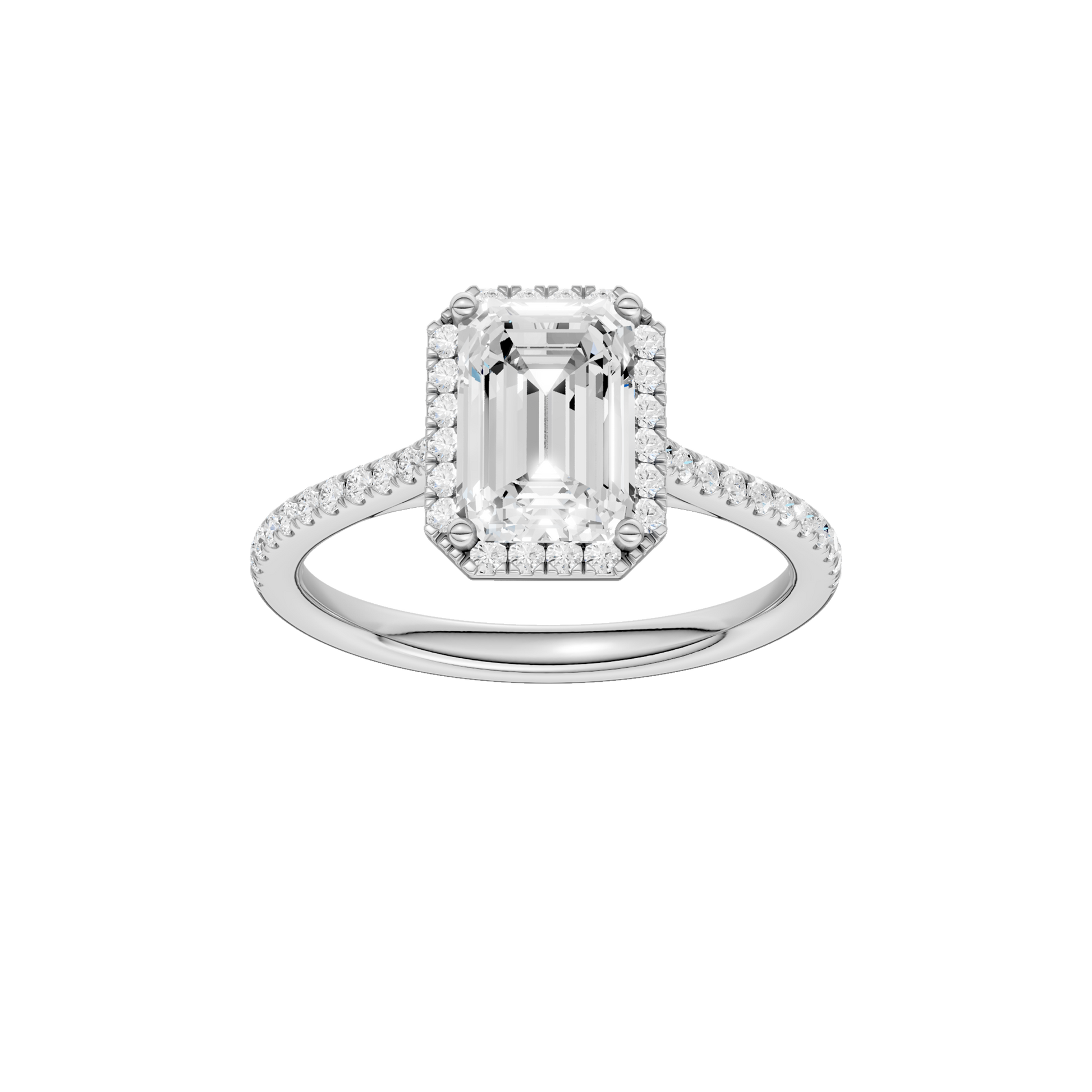 Petite Halo Cathedral Engagement Ring(Emerald)