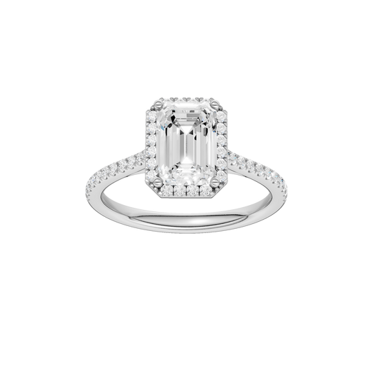 Petite Halo Cathedral Engagement Ring(Emerald)