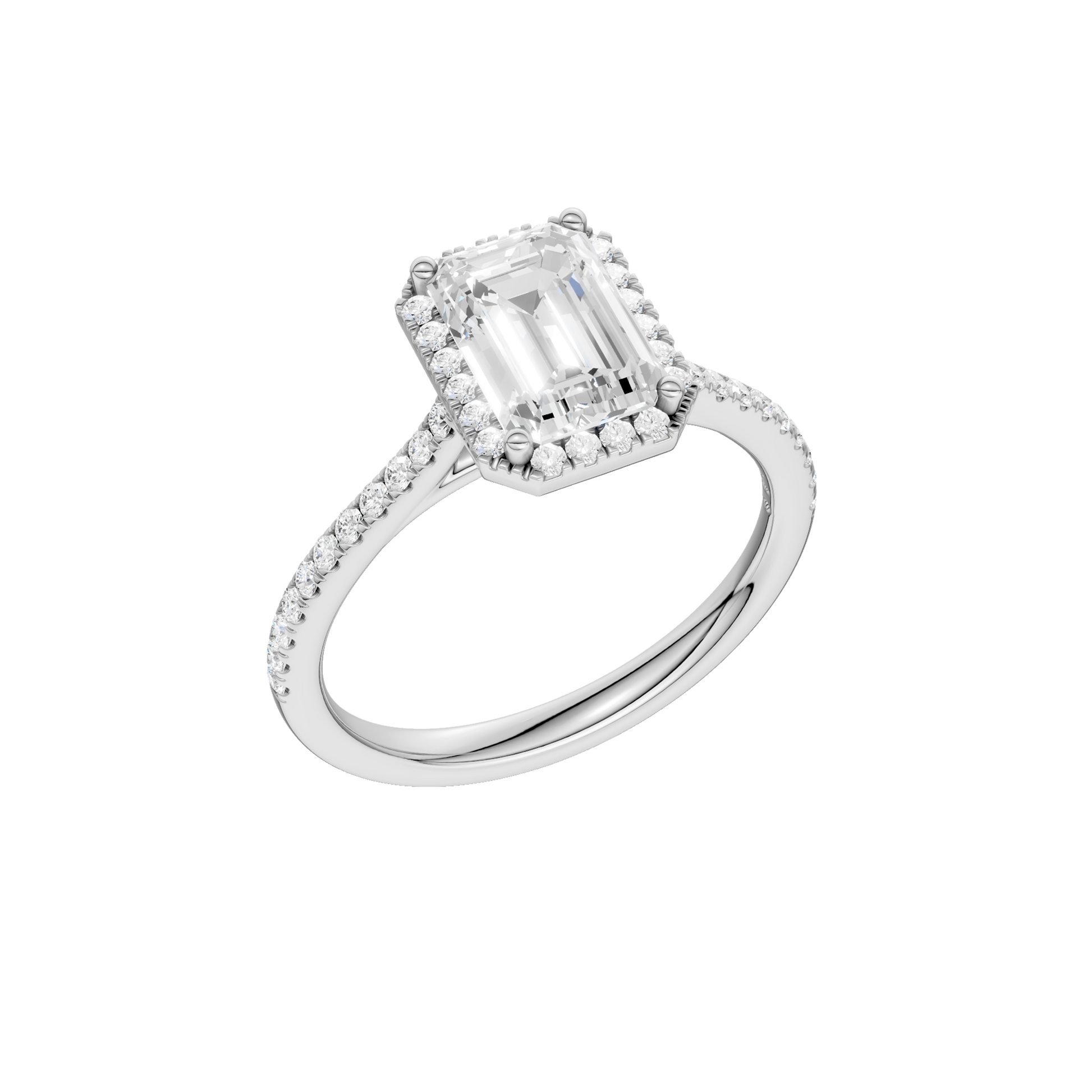 Petite Halo Cathedral Engagement Ring(Emerald)