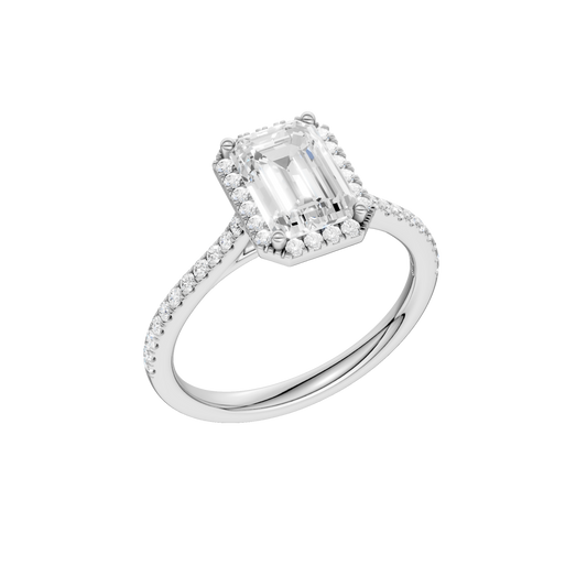 Petite Halo Cathedral Engagement Ring(Emerald)