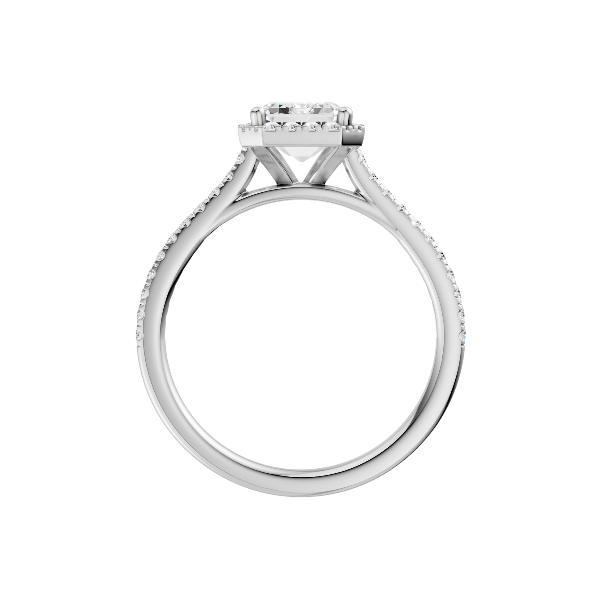 Petite Halo Cathedral Engagement Ring(Emerald)
