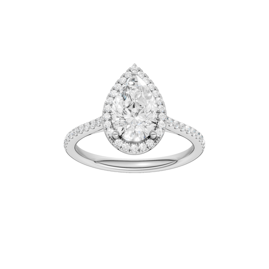 Petite Halo Cathedral Engagement Ring(Pear)