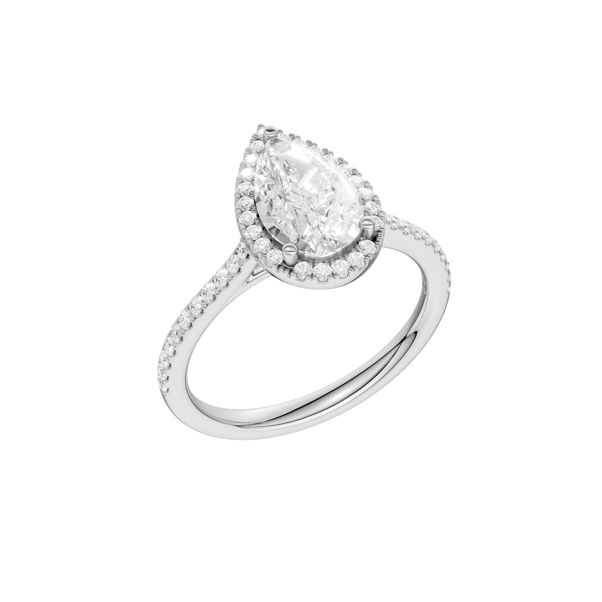 Petite Halo Cathedral Engagement Ring(Pear)