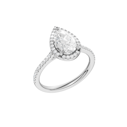 Petite Halo Cathedral Engagement Ring(Pear)