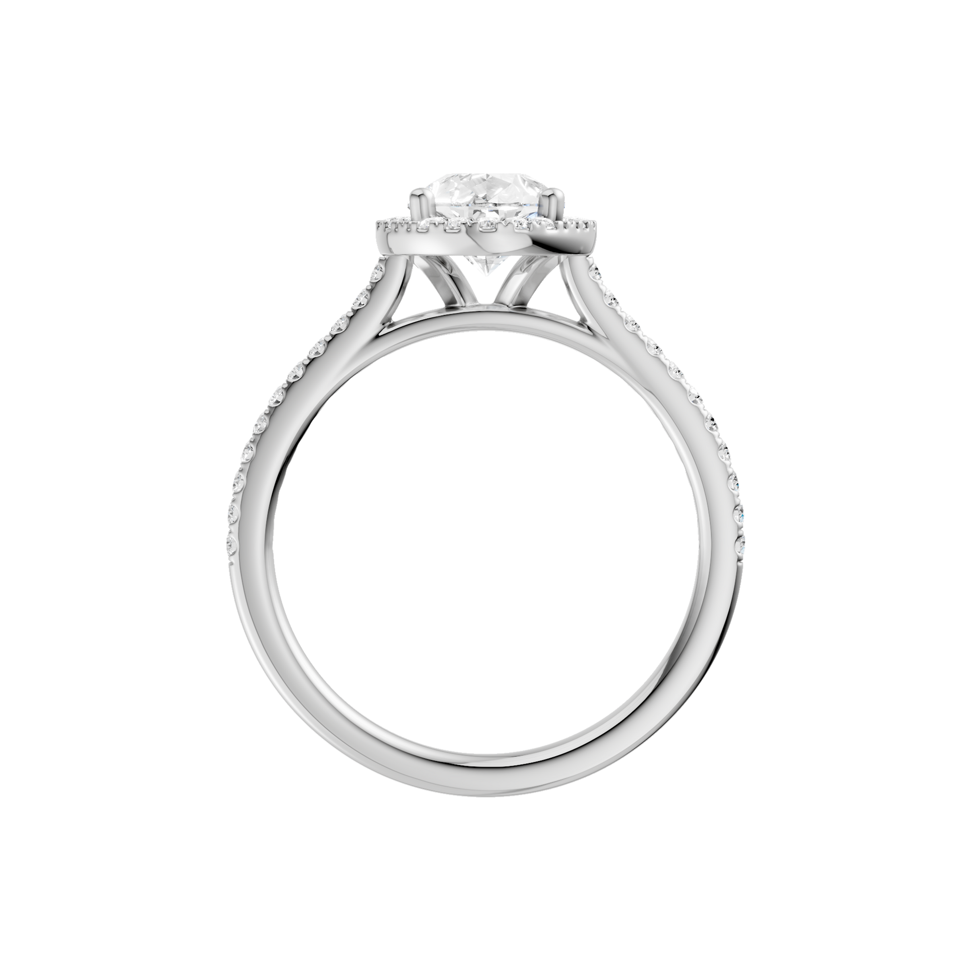 Petite Halo Cathedral Engagement Ring(Pear)