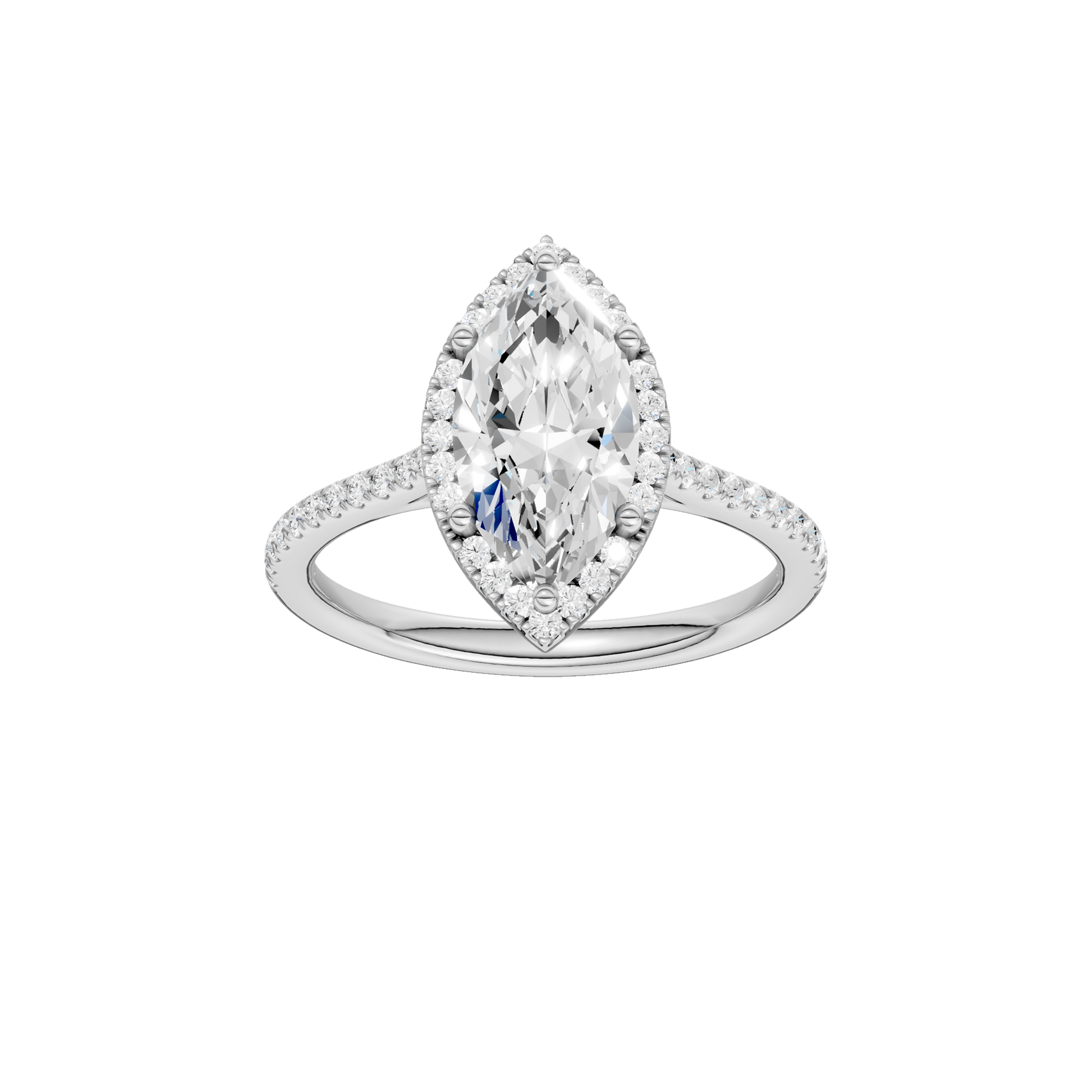 Petite Halo Cathedral Engagement Ring(Marquise)