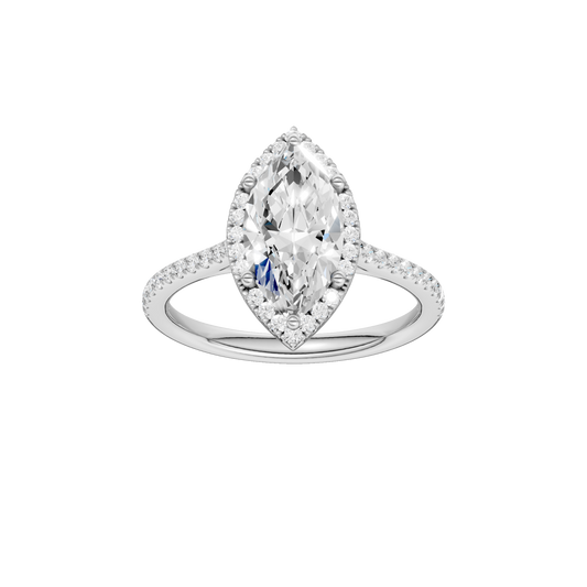 Petite Halo Cathedral Engagement Ring(Marquise)