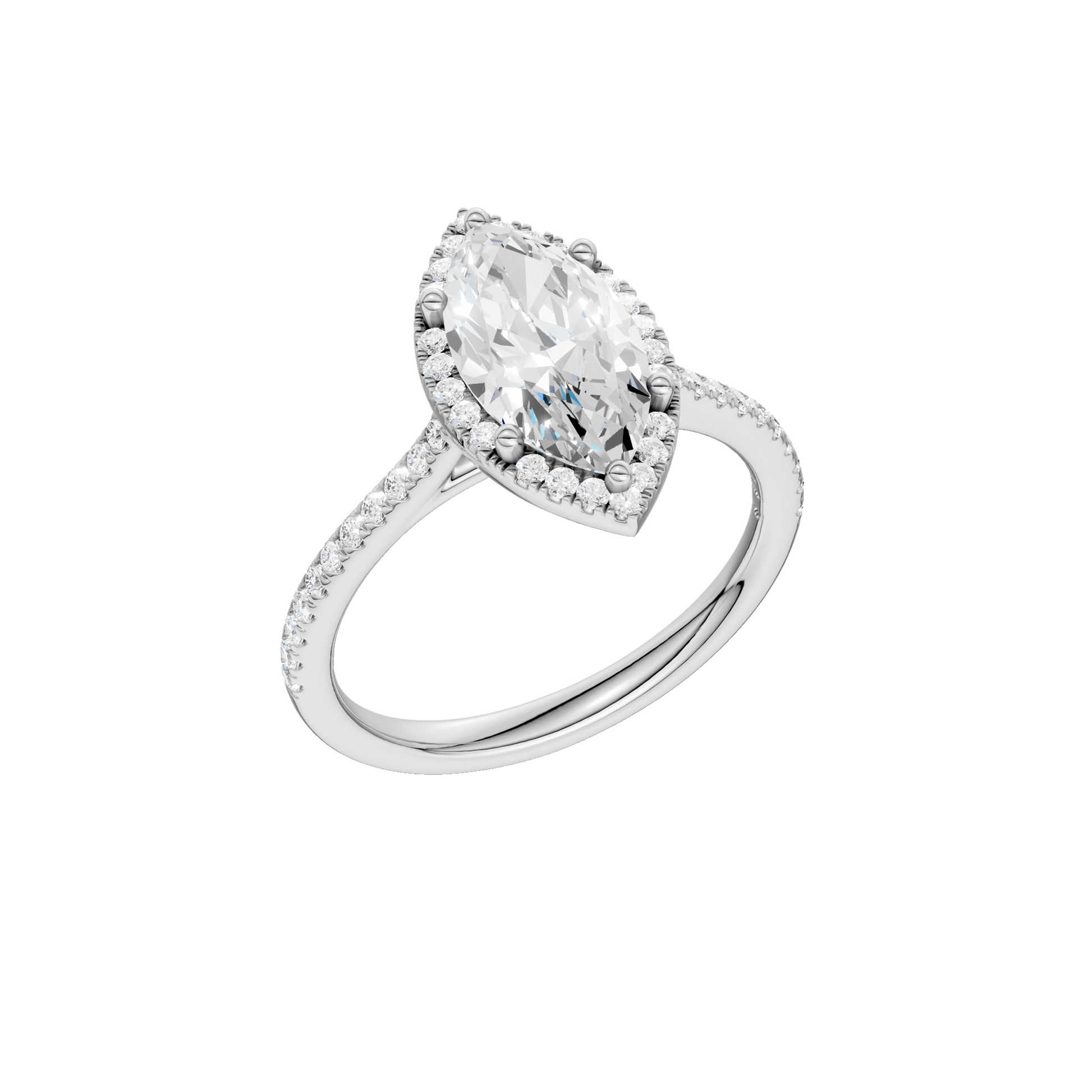 Petite Halo Cathedral Engagement Ring(Marquise)
