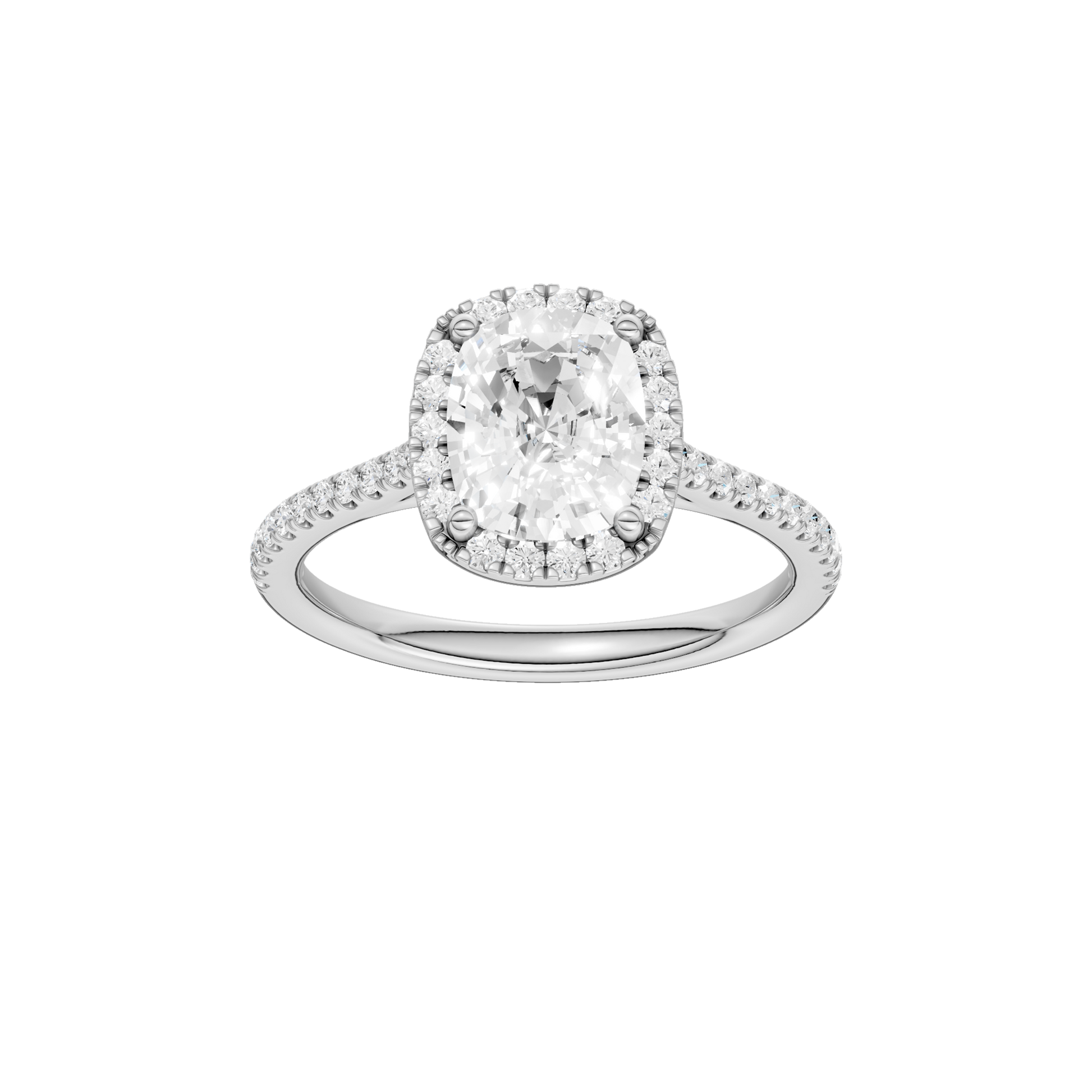 Petite Halo Cathedral Engagement Ring(Elongated Cushion)