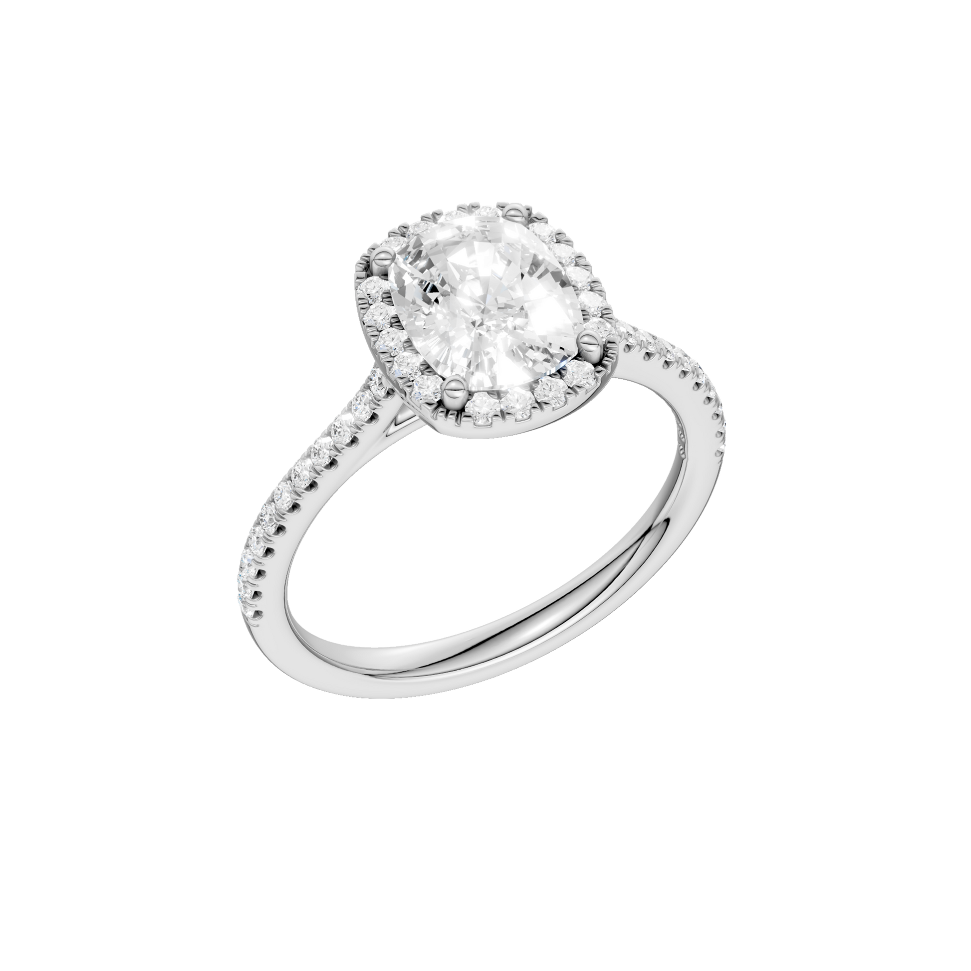 Petite Halo Cathedral Engagement Ring(Elongated Cushion)