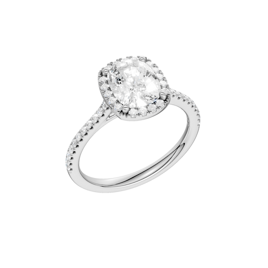 Petite Halo Cathedral Engagement Ring(Elongated Cushion)
