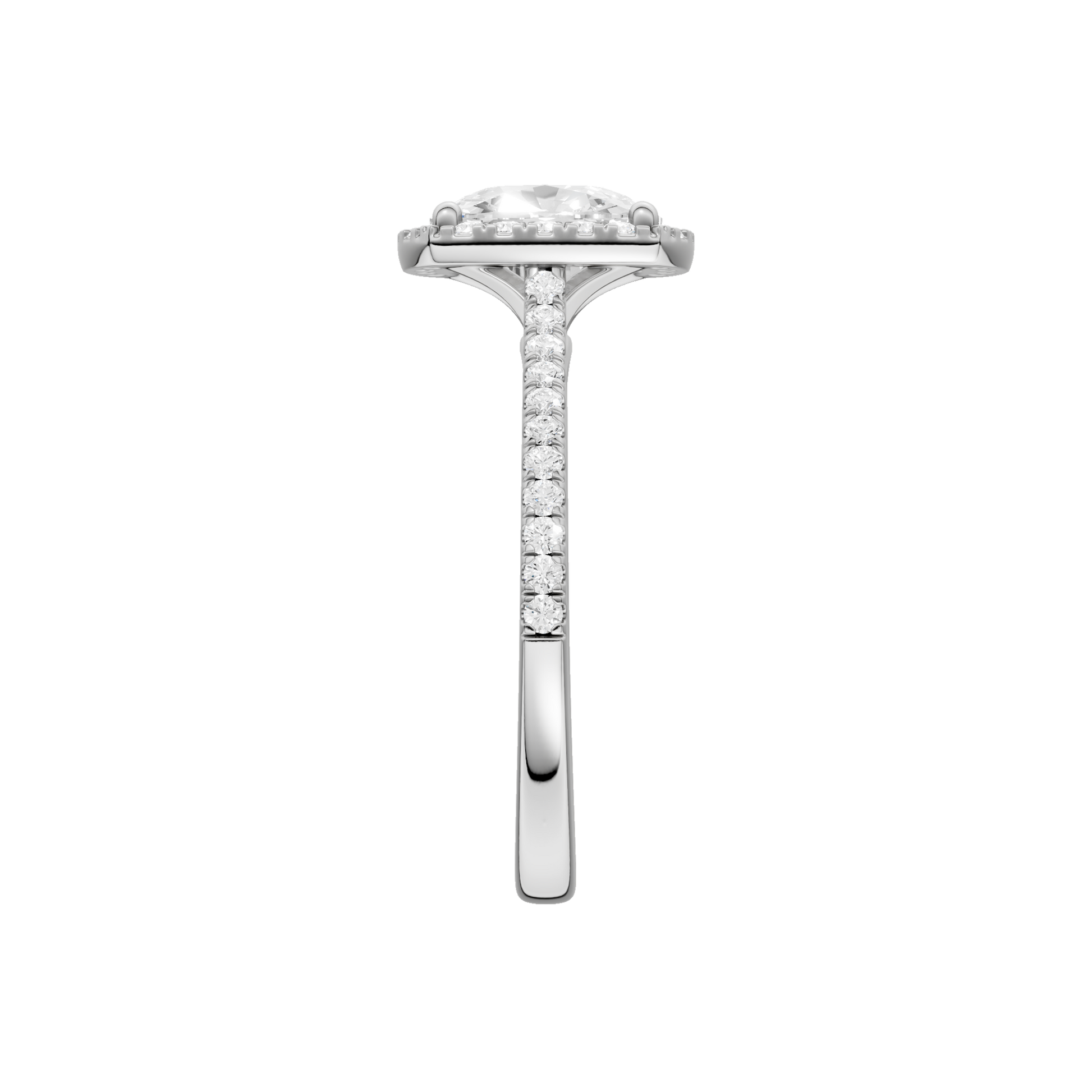 Petite Halo Cathedral Engagement Ring(Elongated Cushion)