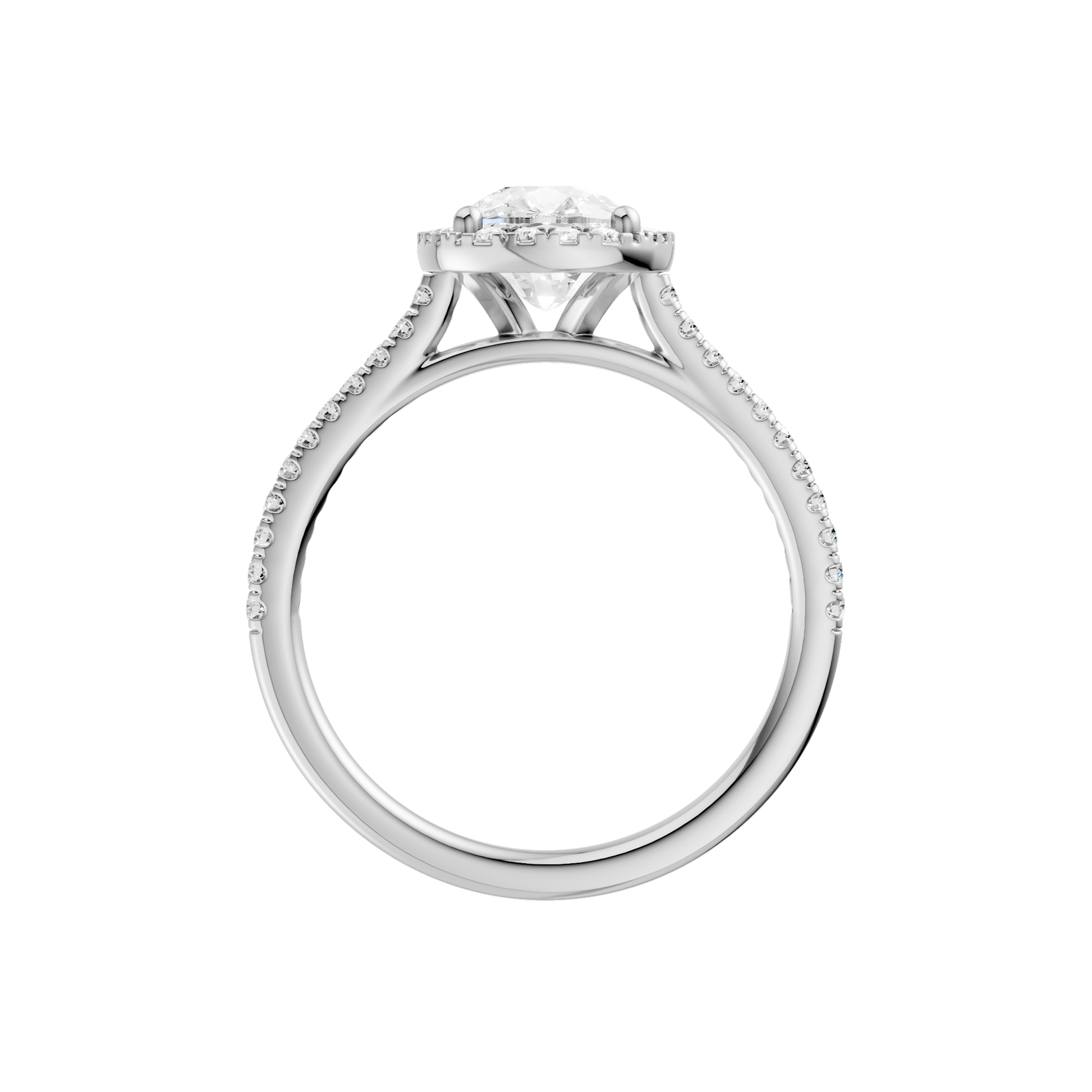 Petite Halo Cathedral Engagement Ring(Elongated Cushion)