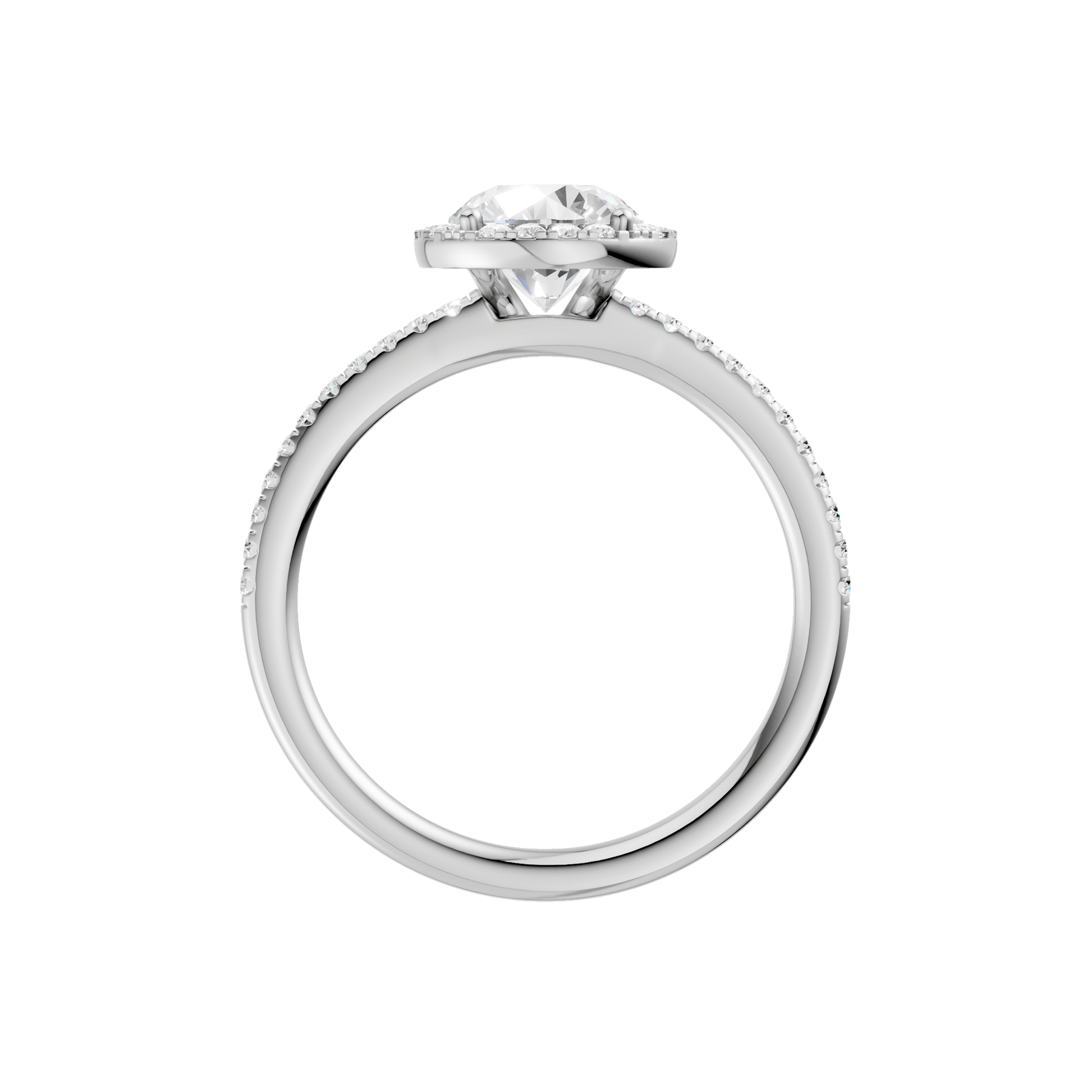 Petite Halo Peg Head Engagement Ring(Round)