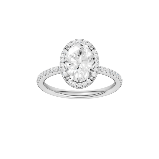 Petite Halo Peg Head Engagement Ring(Oval)