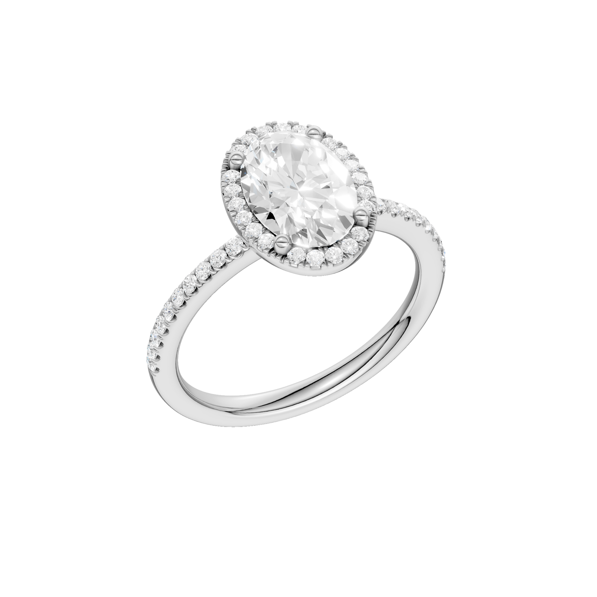 Petite Halo Peg Head Engagement Ring(Oval)