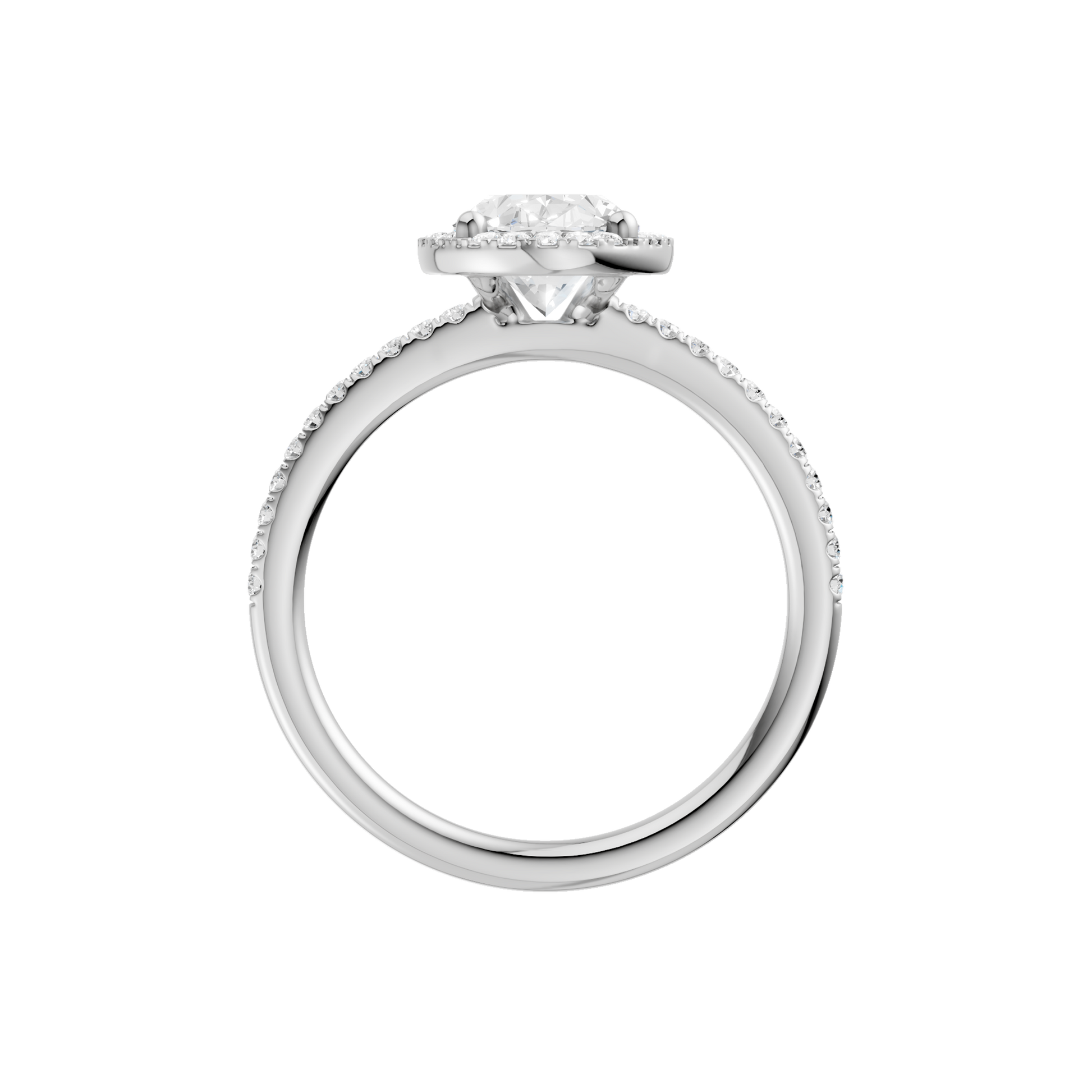 Petite Halo Peg Head Engagement Ring(Oval)