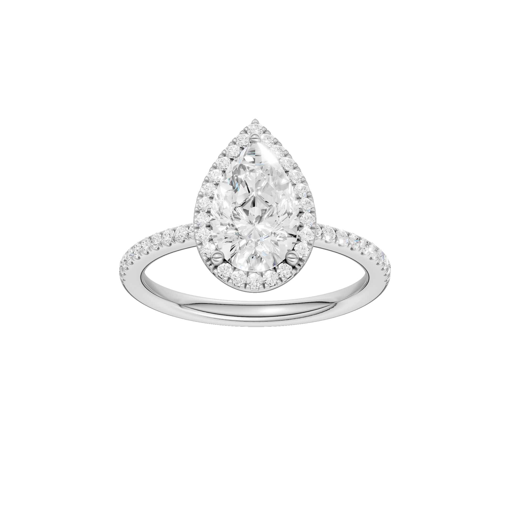 Petite Halo Peg Head Engagement Ring(Pear)