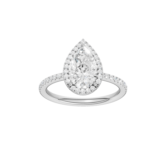 Petite Halo Peg Head Engagement Ring(Pear)