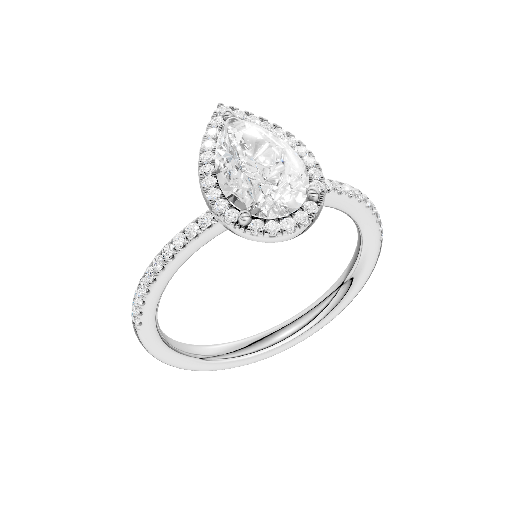 Petite Halo Peg Head Engagement Ring(Pear)