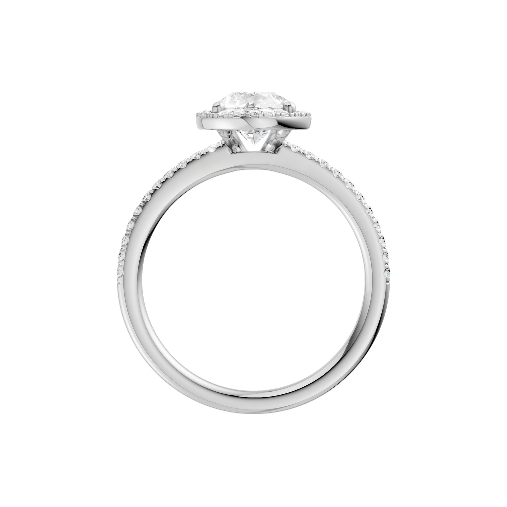 Petite Halo Peg Head Engagement Ring(Pear)