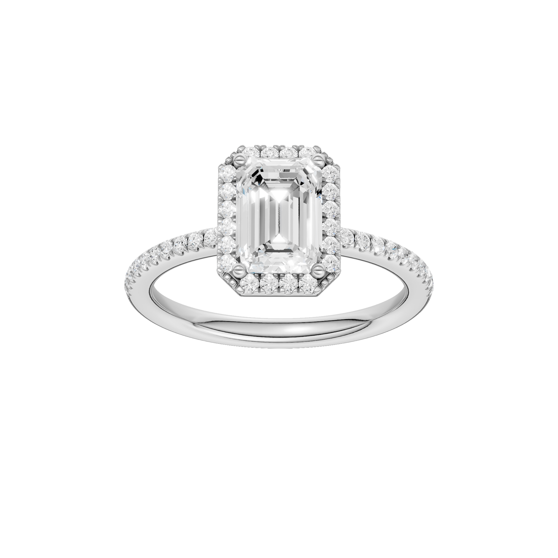 Petite Halo Peg Head Engagement Ring(Emerald)
