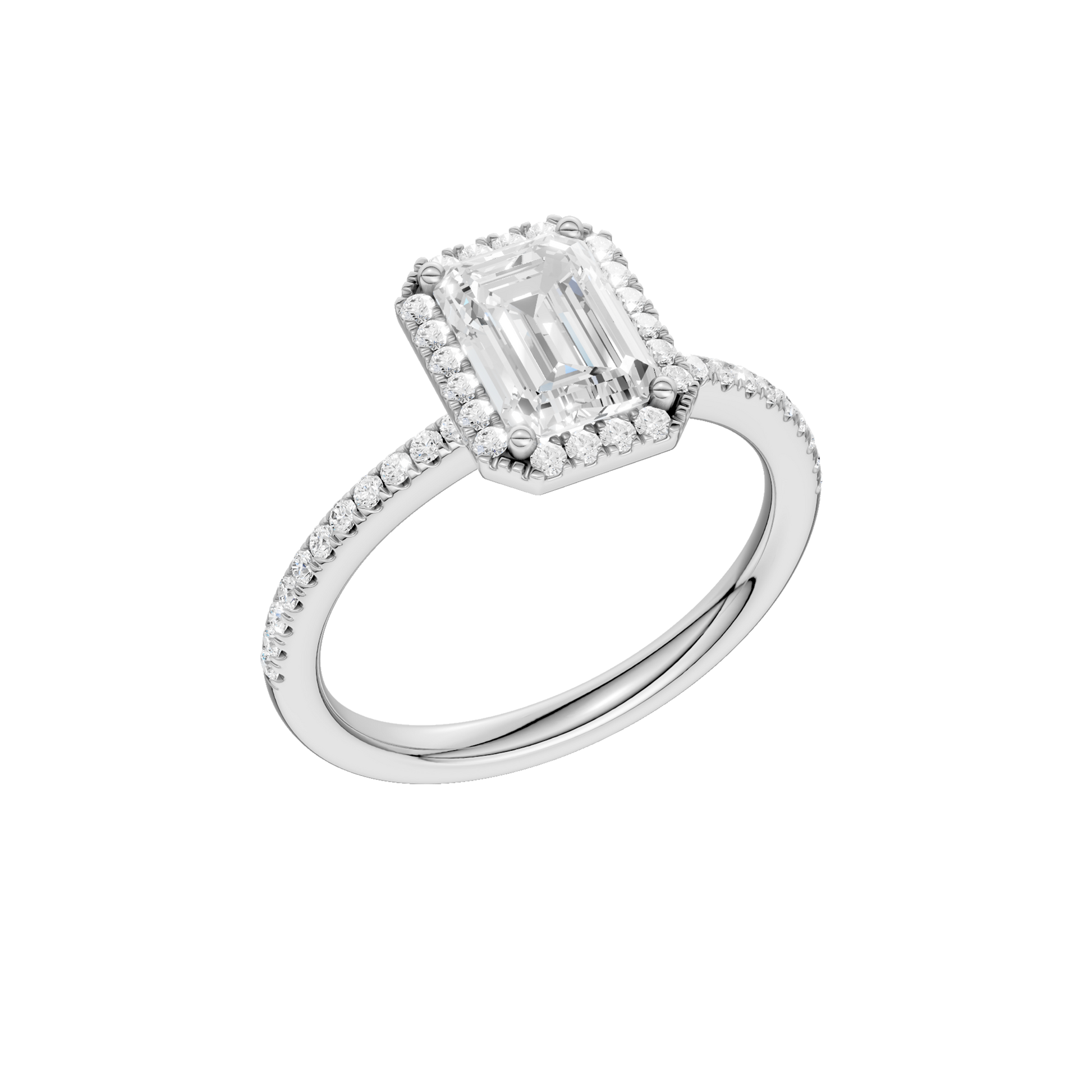 Petite Halo Peg Head Engagement Ring(Emerald)