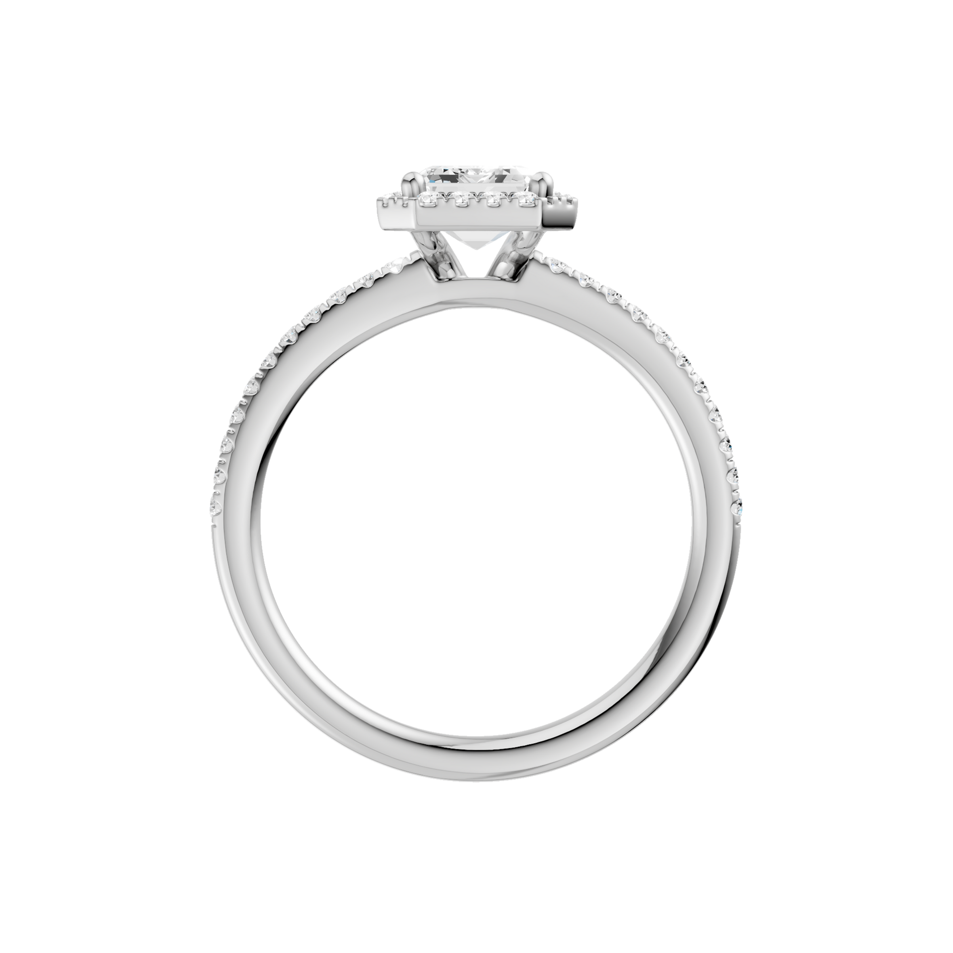 Petite Halo Peg Head Engagement Ring(Emerald)