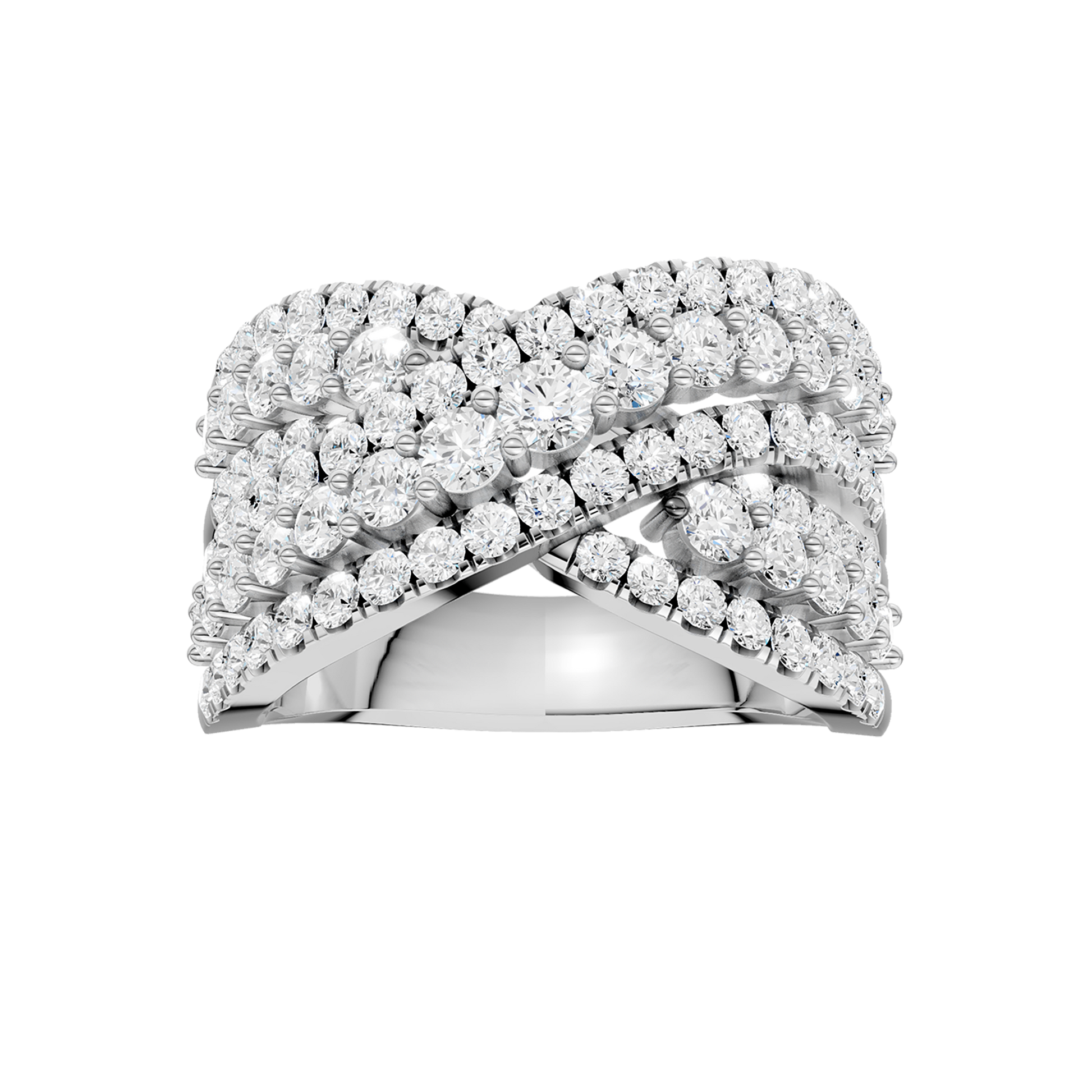Criss Cross Multi Row Diamond Ring