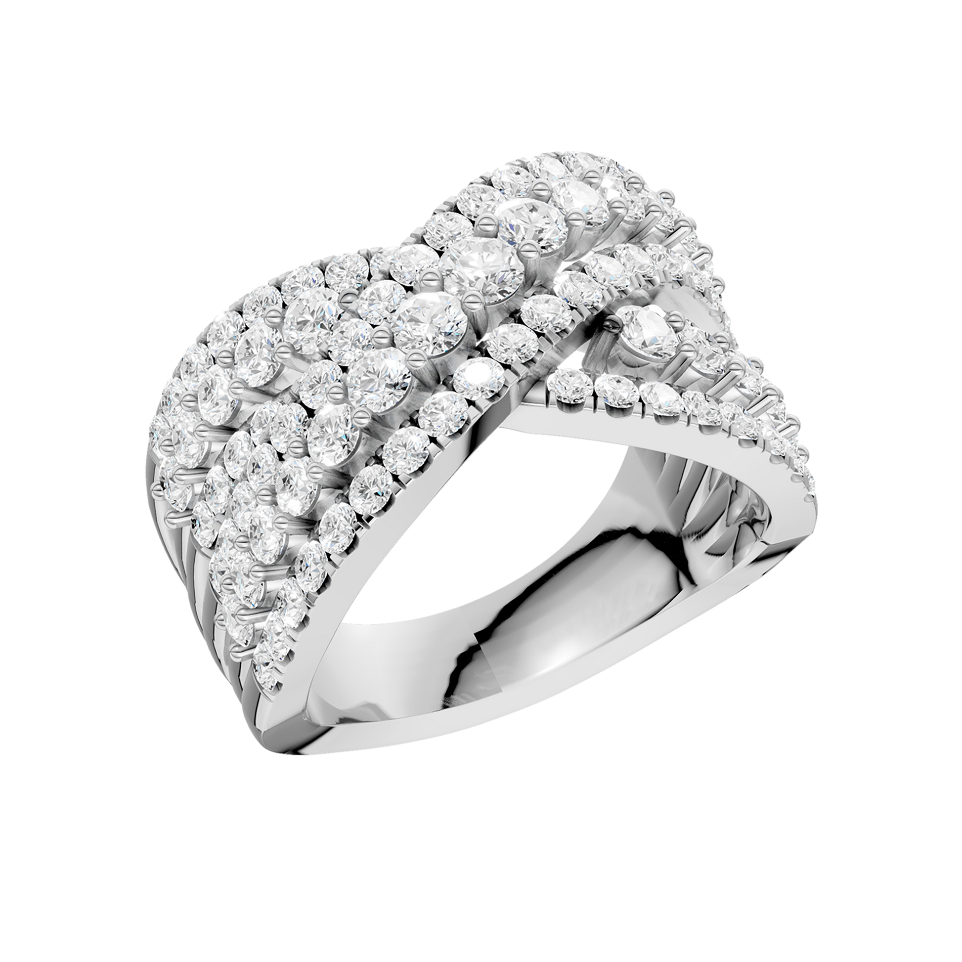 Criss Cross Multi Row Diamond Ring