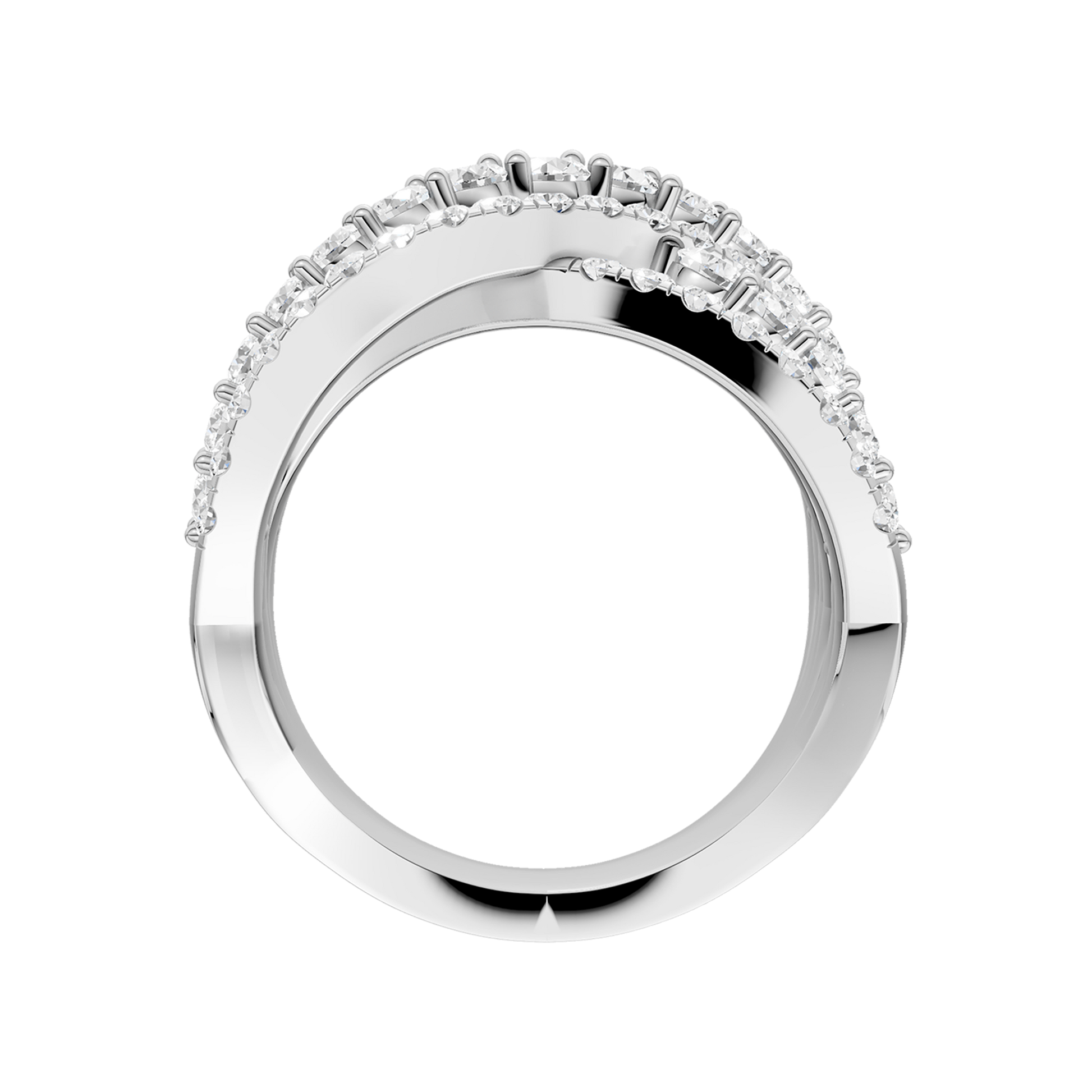 Criss Cross Multi Row Diamond Ring