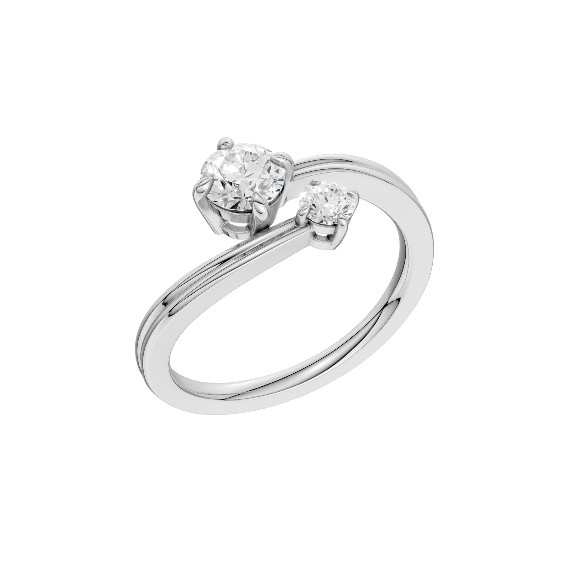 Two-Stone Bypass Ring(Round)