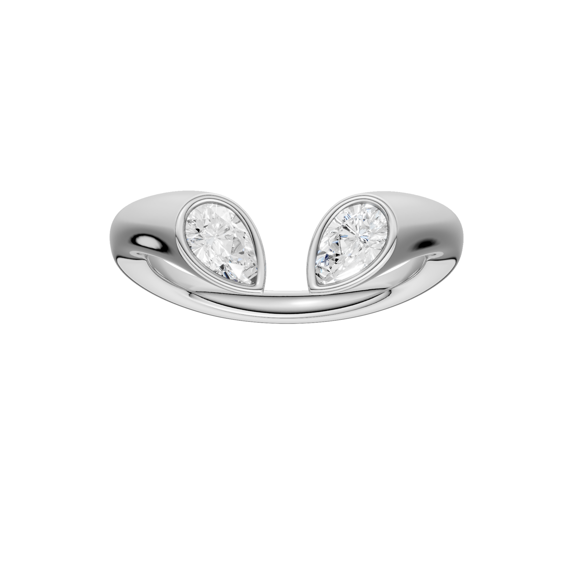 Flush-Set Open End Diamond Ring(Pear)