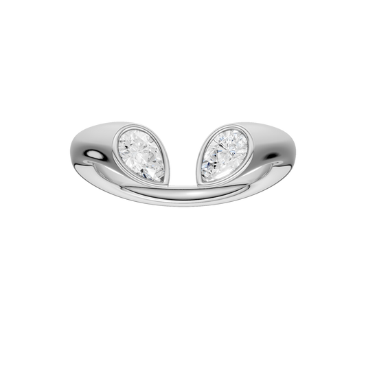 Flush-Set Open End Diamond Ring(Pear)