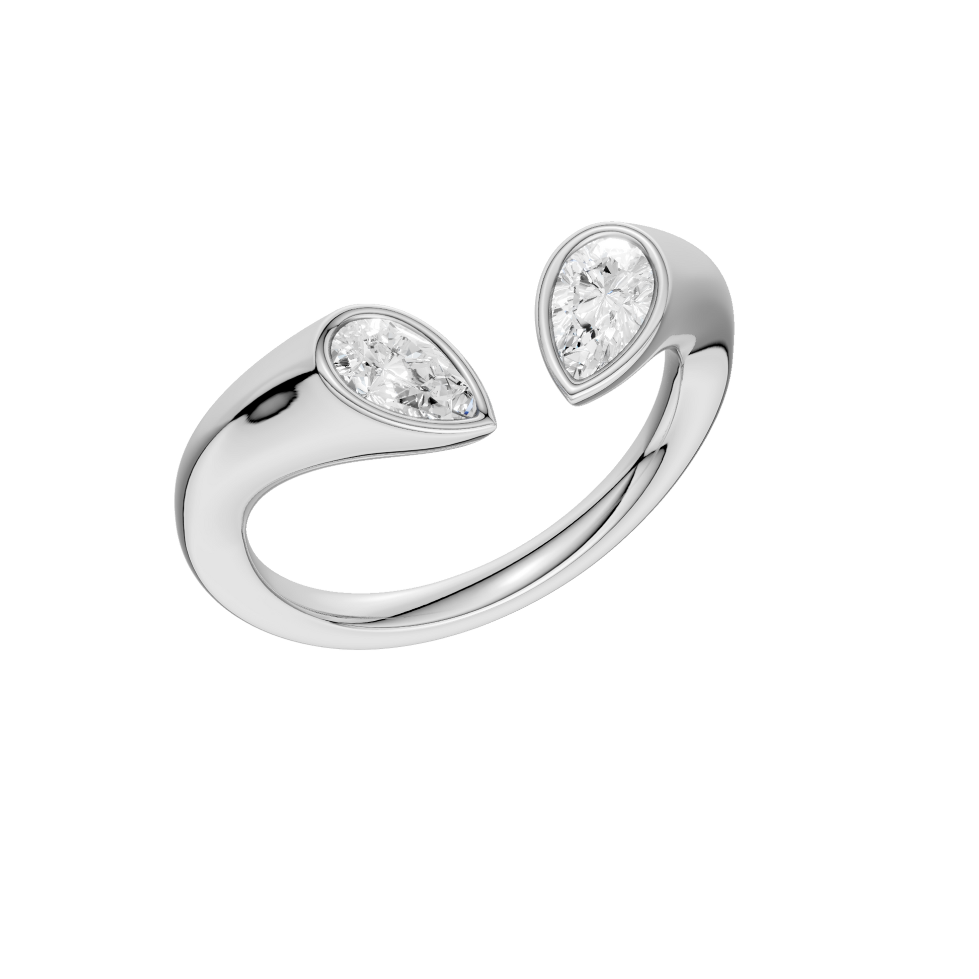 Flush-Set Open End Diamond Ring(Pear)