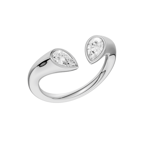 Flush-Set Open End Diamond Ring(Pear)