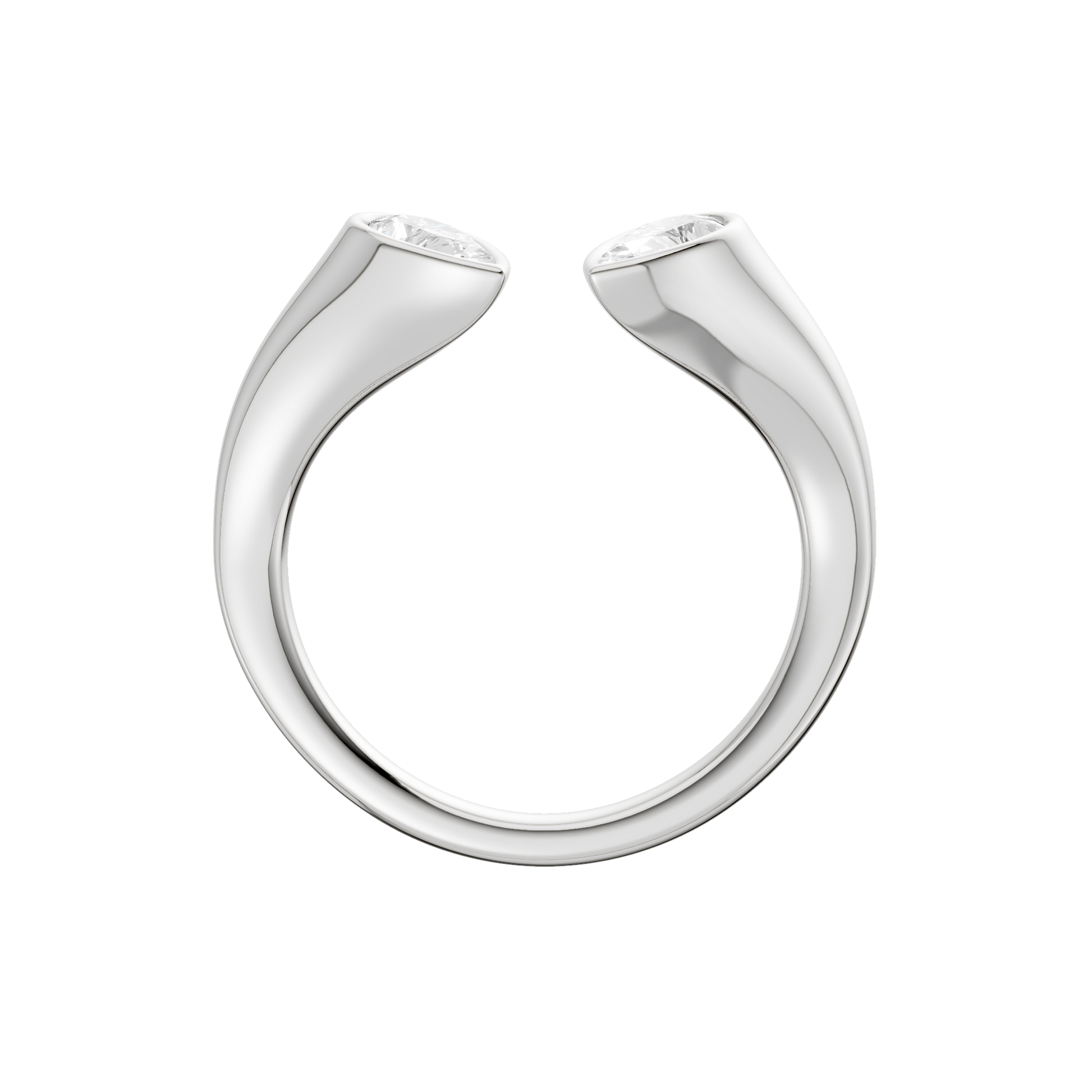 Flush-Set Open End Diamond Ring(Pear)