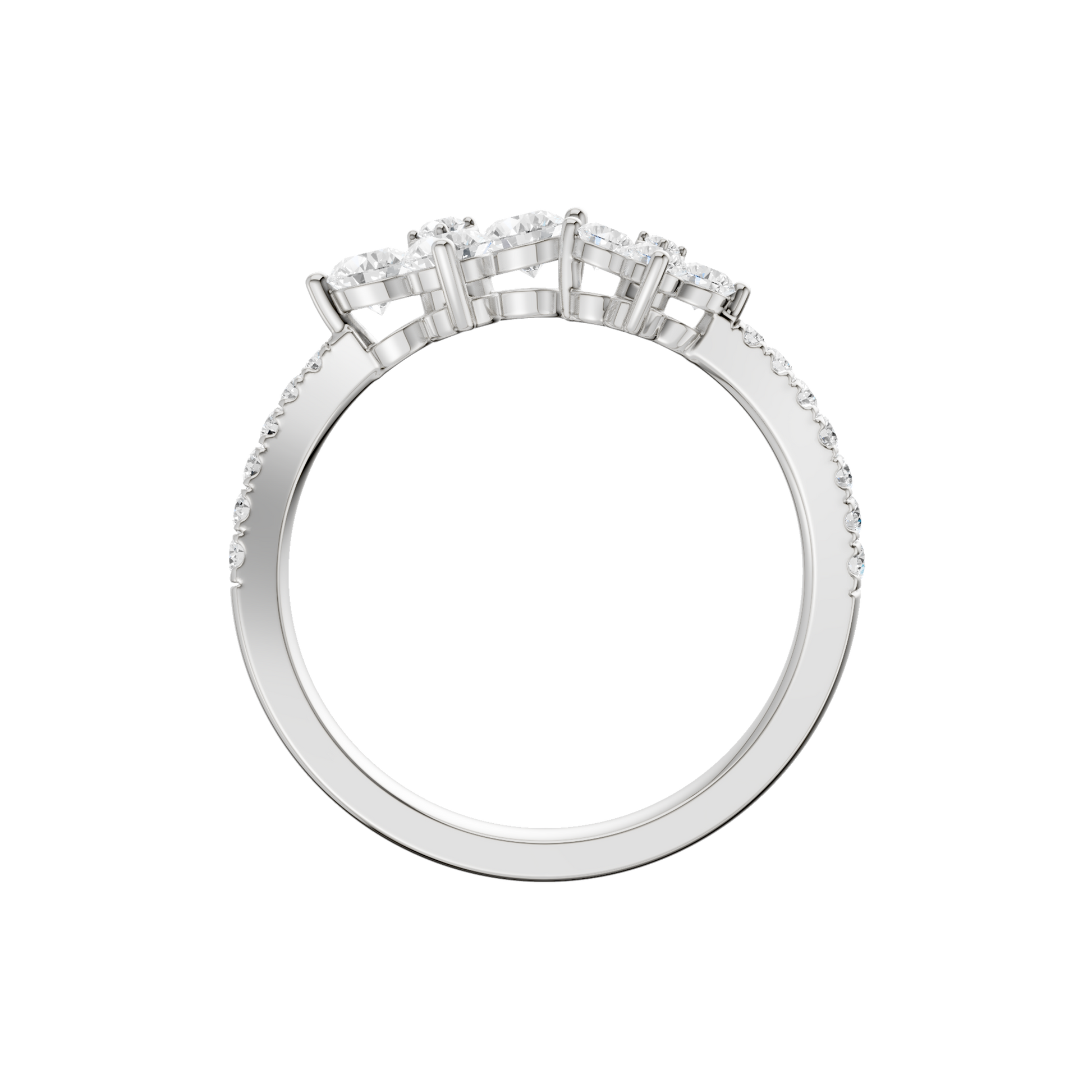 Flower Petals Diamond Cuff Ring(Round)