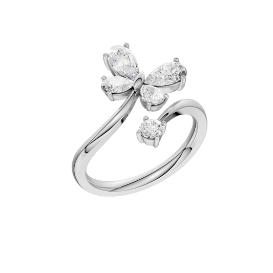 Butterfly Bypass Diamond Ring(Pear)