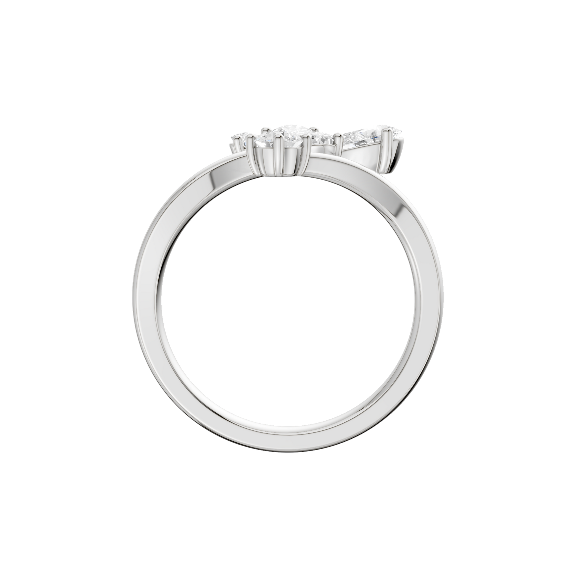 Butterfly Bypass Diamond Ring(Pear)