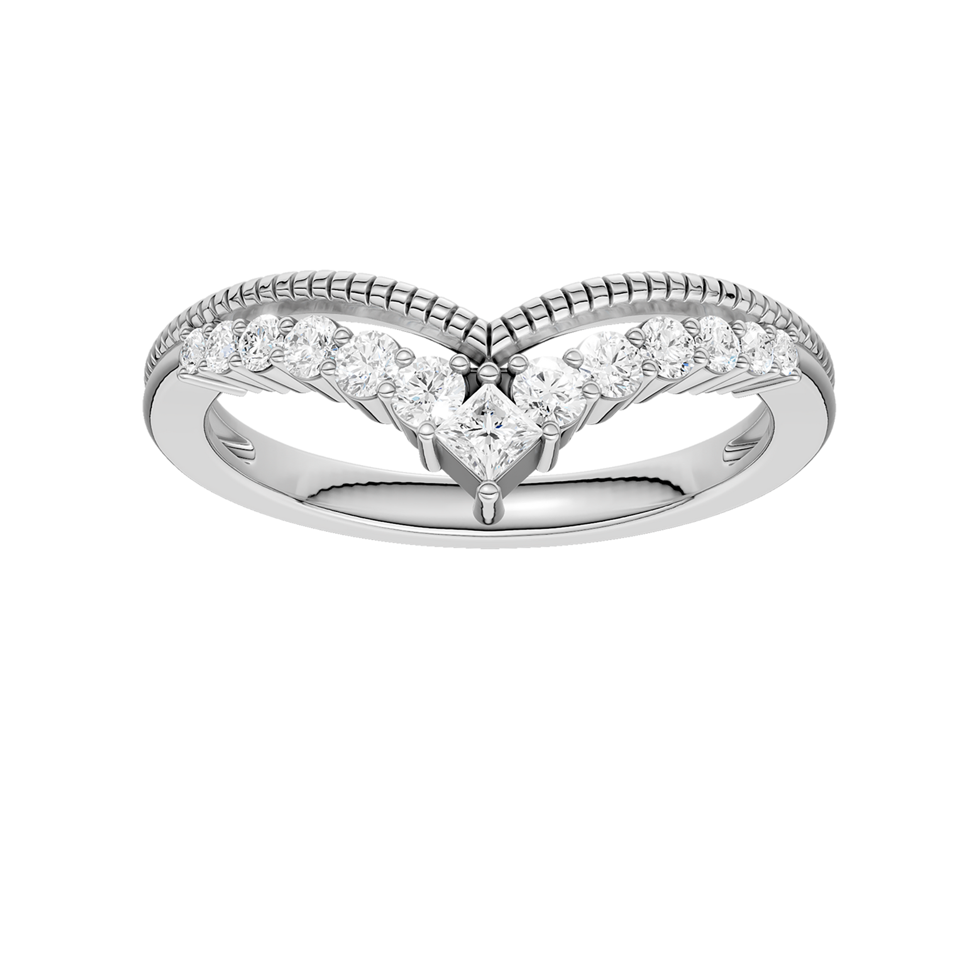 Diamond Milgrain Chevron Band