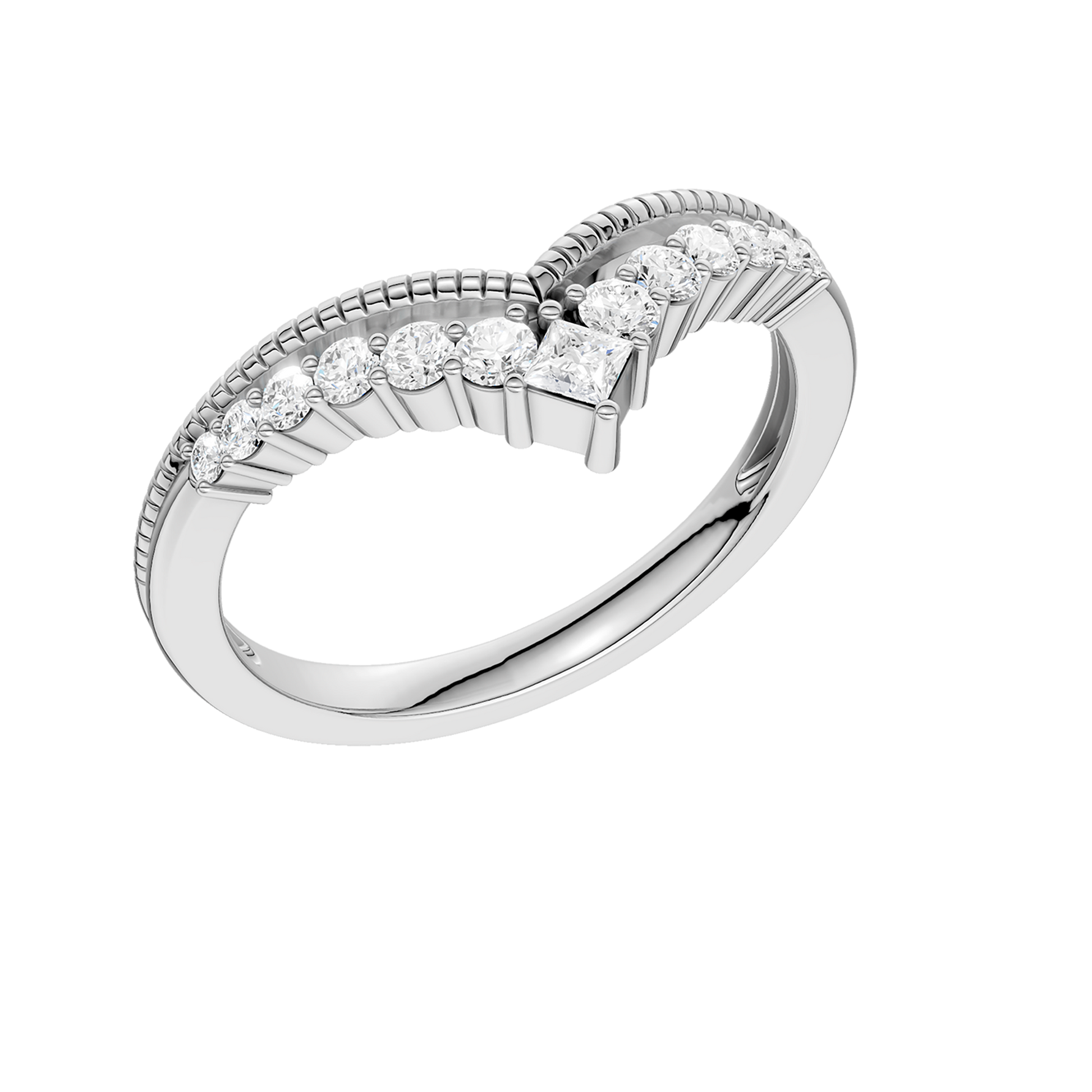 Diamond Milgrain Chevron Band